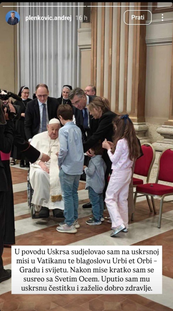 Andrej Plenković sa suprugom i djecom kod pape