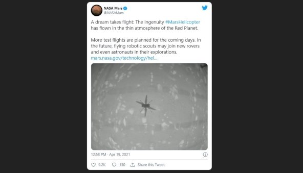 HELIĆ NA MARSU: Pogledajte prvi let helikoptera iznad „crvenog“ planeta