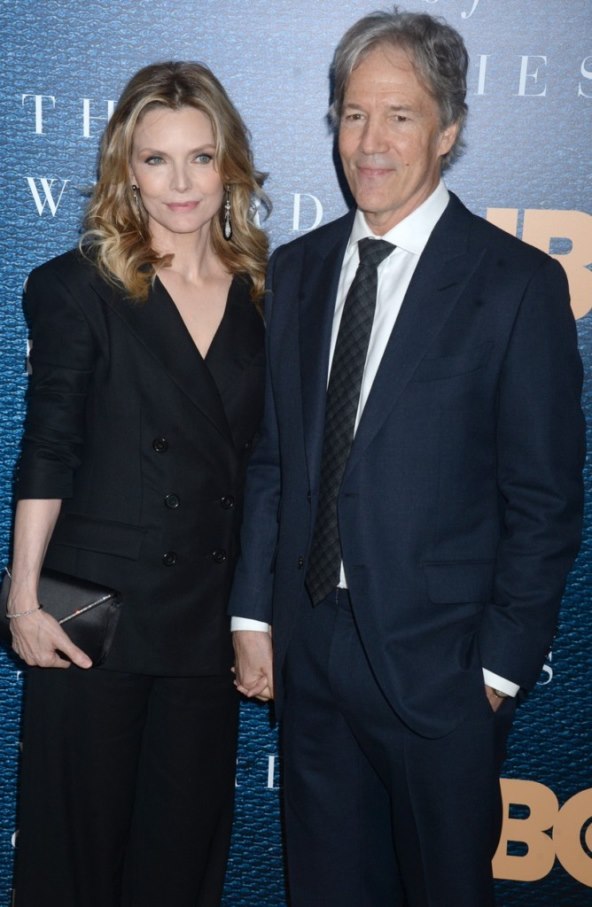 Michelle Pfeiffer and David Kelley at arrivals for THE WIZARD OF LIES Premiere on HBO Museum of Modern Art (MoMA) New York NY May 11 2017..jpg
