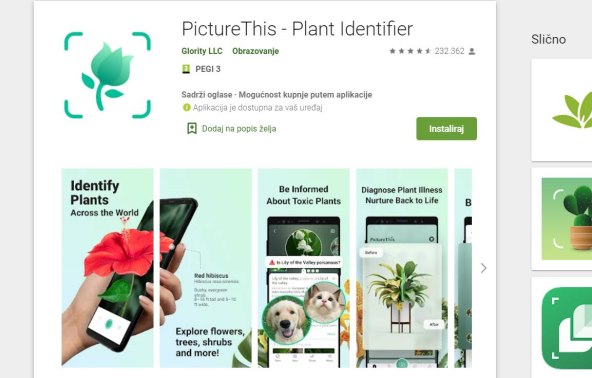 Prepoznati biljke aplikacija 1