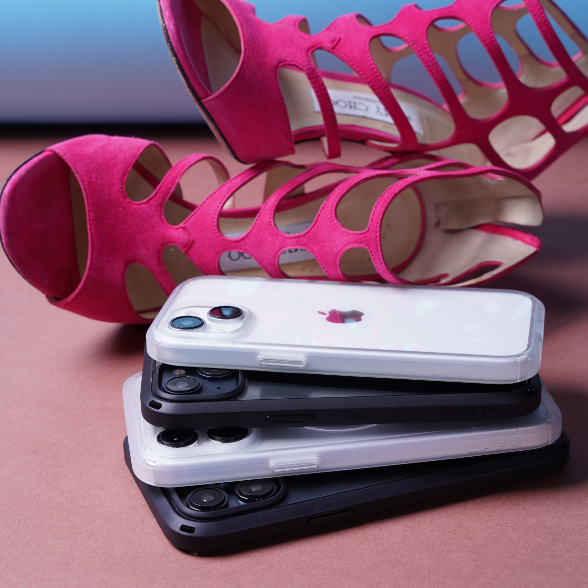 Catalyst-iPhone-15-series-protective-stylish-drop-proof-case-with-hot-pink-jimmy-choo-shoes.png