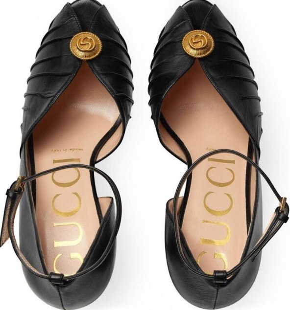 Gucci Logo-Plaque 95mm Leather Sandals/ Gucci