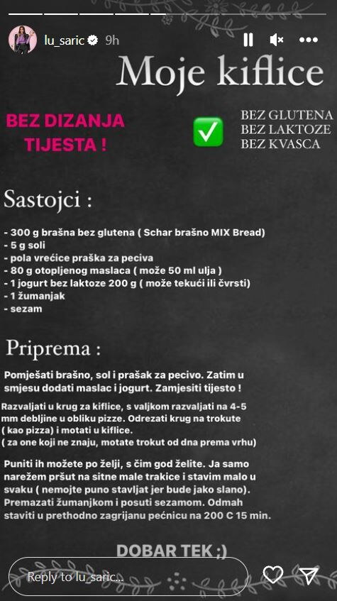 Recept Lucije Šarić za kiflice koje je ispekla