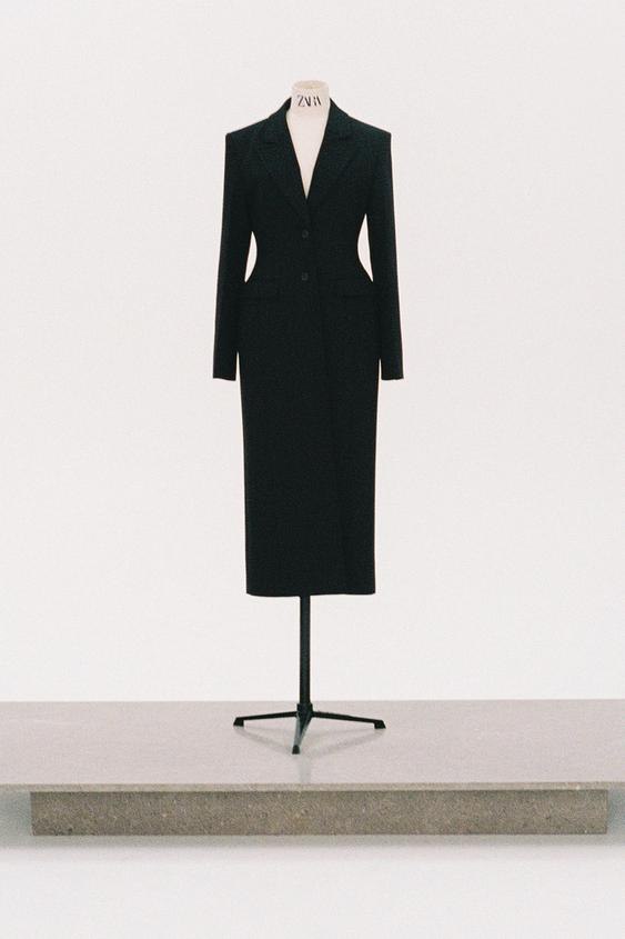 Zara strukirani crni kaput za jesen i zimu 2024