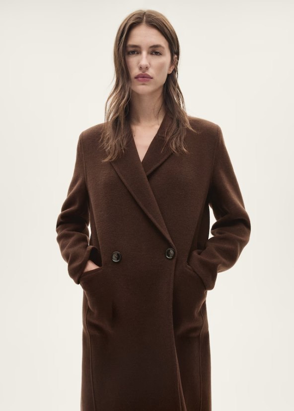 Mango čokoladno smeđi kaput sa šalom