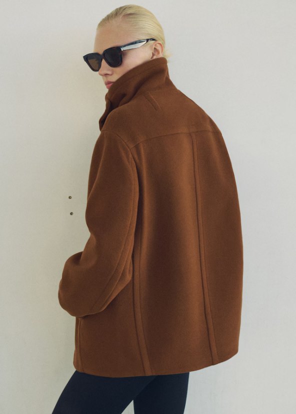 Mango kratki smeđi kaput za zimu 2024