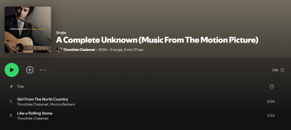 Pjesme iz novog filma A Complete Unknown