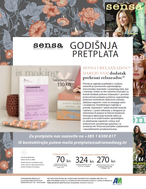 Pretplatite se na Sensu i poklanjamo vam Relaxeadoc® - dodatak prehrani