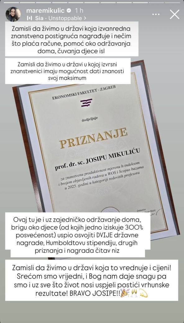 Marijana Mikulić pohvalila se uspjehom svog supruga Josipa