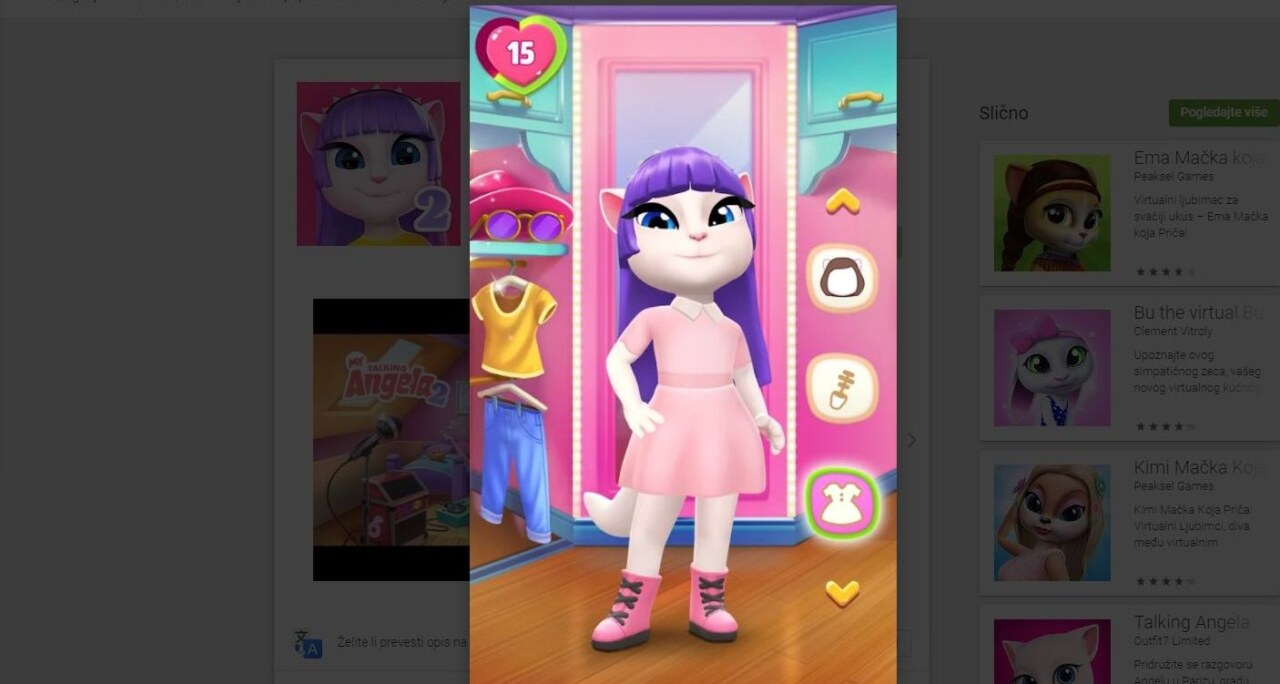 MY TALKING ANGELA 2 Virtualna mobilna igra za brigu o kućnim ljubimcima