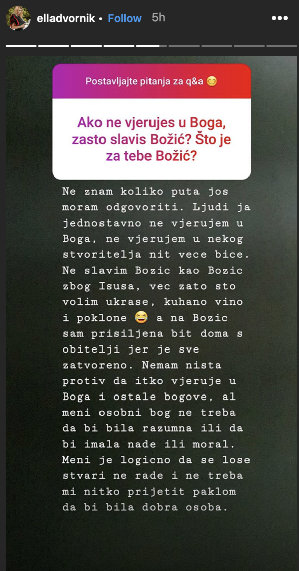 Ellu Dvornik pitali zašto slavi Božić, odgovor se mnogima nije svidio