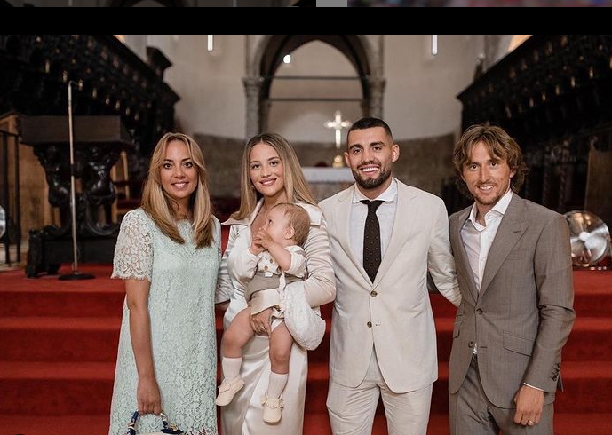 Luka Modrić i Vanja Modrić na krštenju sina Izabel Kovačić i Matea Kovačića