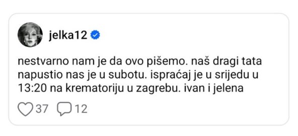 Preminuo otac Jelene Veljače
