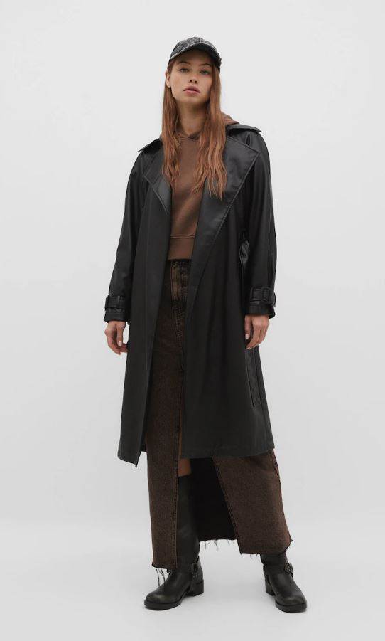 Dugi baloner od umjetne kože, Stradivarius, 49,99 EUR