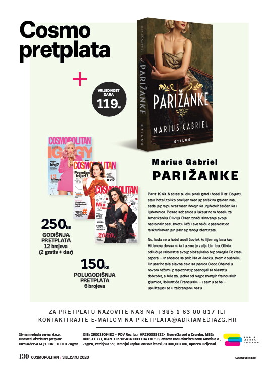 Pretplatite se na Cosmopolitan i poklanjamo vam hit knjigu 'Parižanke'