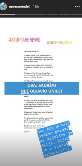 Nevena Rendeli Vejzović poručila: 'Stop lažnim informacijama'