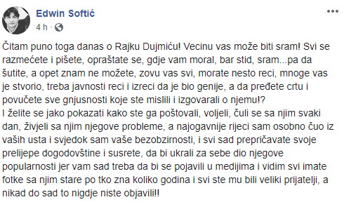 Edvin Softić o Rajkovoj smrti: 'Može vas biti sram, sad ste mu prijatelji'