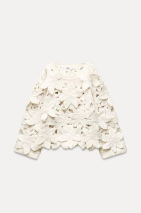 PLETENI PULOVER S RELJEFNIM CVIJEĆEM/ ZARA/ 49,95 EUR