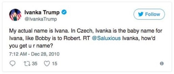 Ivanka Trump napisala da je njeno pravo ime Ivana