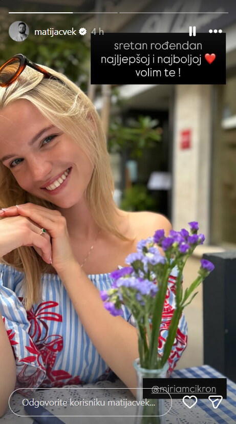 Matija Cvek objavio fotografiju svoje supruge Miriam