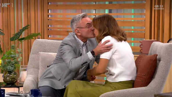 Davor Meštrović poljubio Doris Pinčić Guberović u emisiji Dobro jutro, Hrvatska