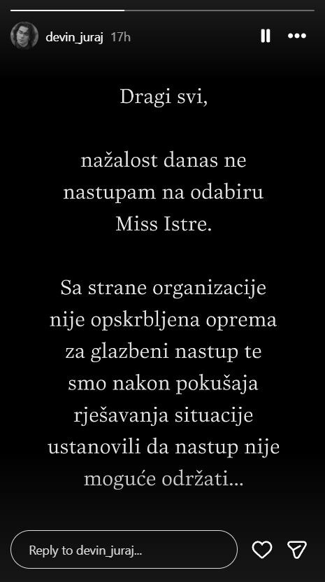 Devin Juraj otkazao nastup