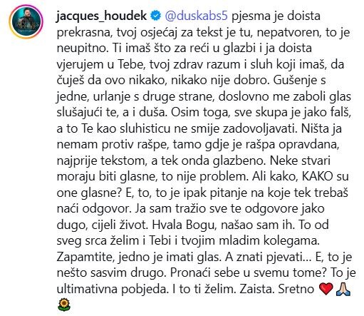 Jacques Houdek komentirao izvedbu Duške Brčić-Šušak