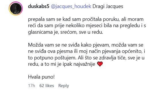 Duška Brčić-Šušak odgovorila Jacquesu Houdeku