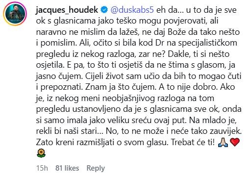 Jacques Houdek komentirao izvedbu Duške Brčić-Šušak