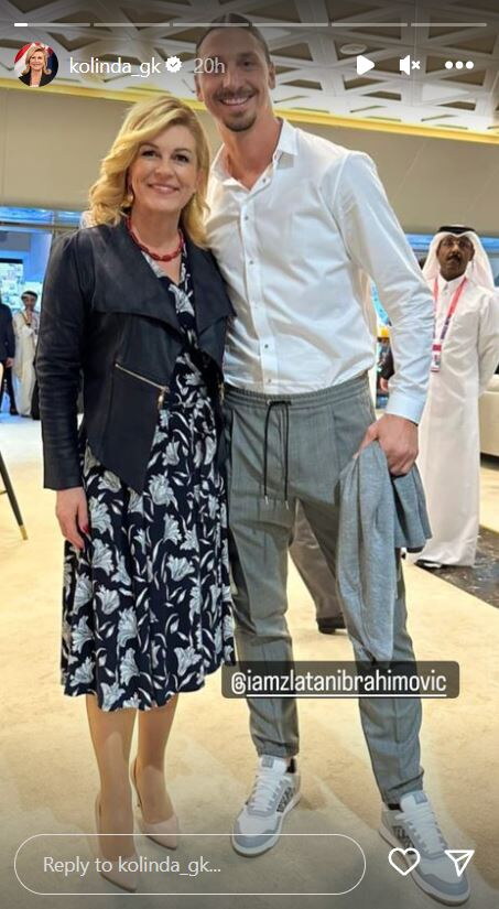 Kolinda Grabar Kitarović i Zlatan Ibrahimović nakon finala Svjetskog nogometnog prvenstva u Katru