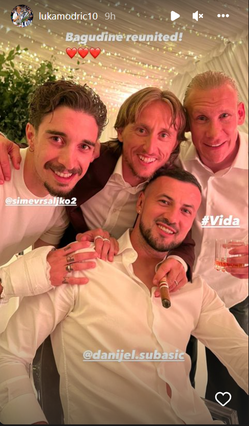 Šime Vrsaljko, Luka Modrać, Domagoj VIda i Danijel Subašić na vjenčanju Dominika Livakovića