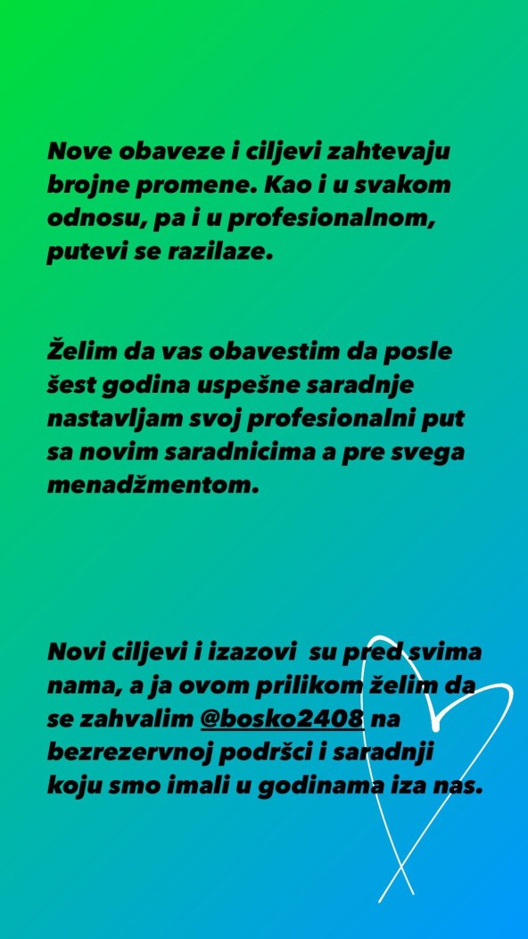 Marija Šerifović otkrila da je promijenila suradnike