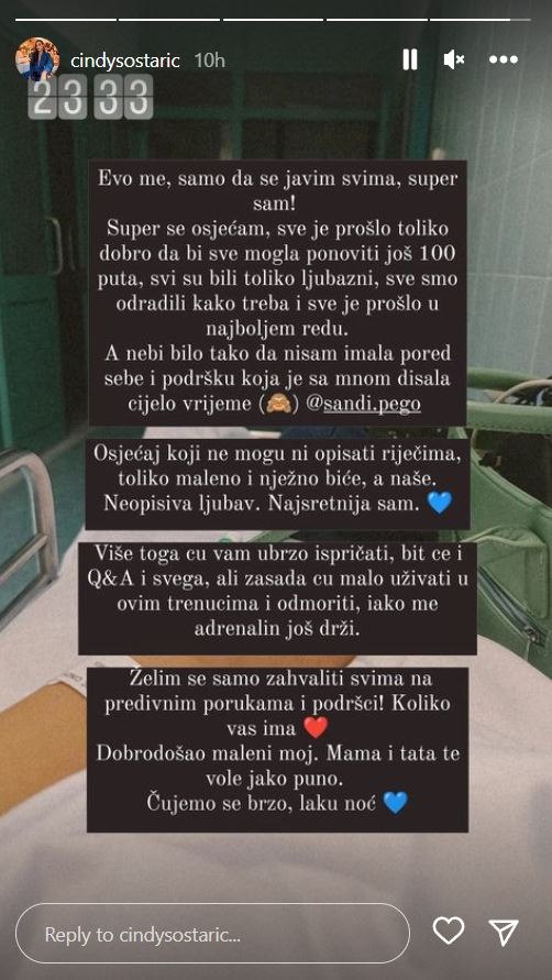 Cindy je rodila sina