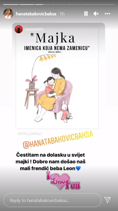 Rodila je Hana Tabaković Baksa
