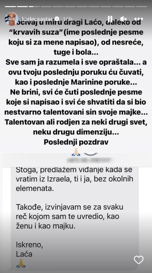 Jelena Karleuša pokazala posljednju poruku koju joj je poslao Milan Radulović Laća