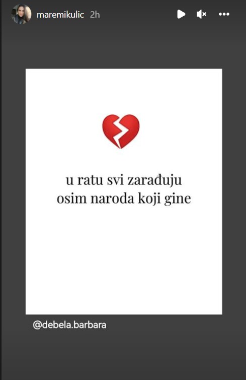 Objava Marijane Mikulić o napadu na Ukrajinu