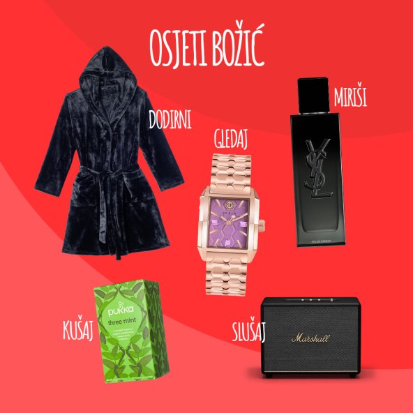 Arena Centar i Arena Park (s lijeva na desno):
Kućni ogrtač, Palmers; Philipp Plein ženski sat, Watch Centar; MYSLF Yves Saint Laurent muški miris, Douglas parfumerije; Marshall zvučnik prijenosni bluetooth Marshall; Sancta Domenica; Pukka čaj; Bio&Bio