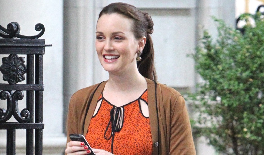 Leighton Meester na setu "Tračerice"
