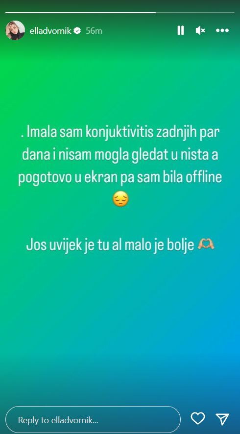 Ella Dvornik ima konjuktivitis