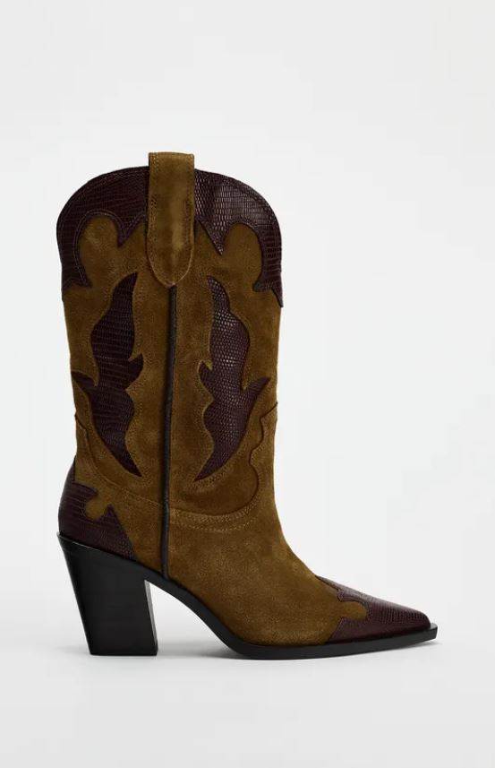 KOMBINIRANE ČIZME OD BRUŠENE KOŽE S POTPETICOM/ZARA/ 89,95 EUR