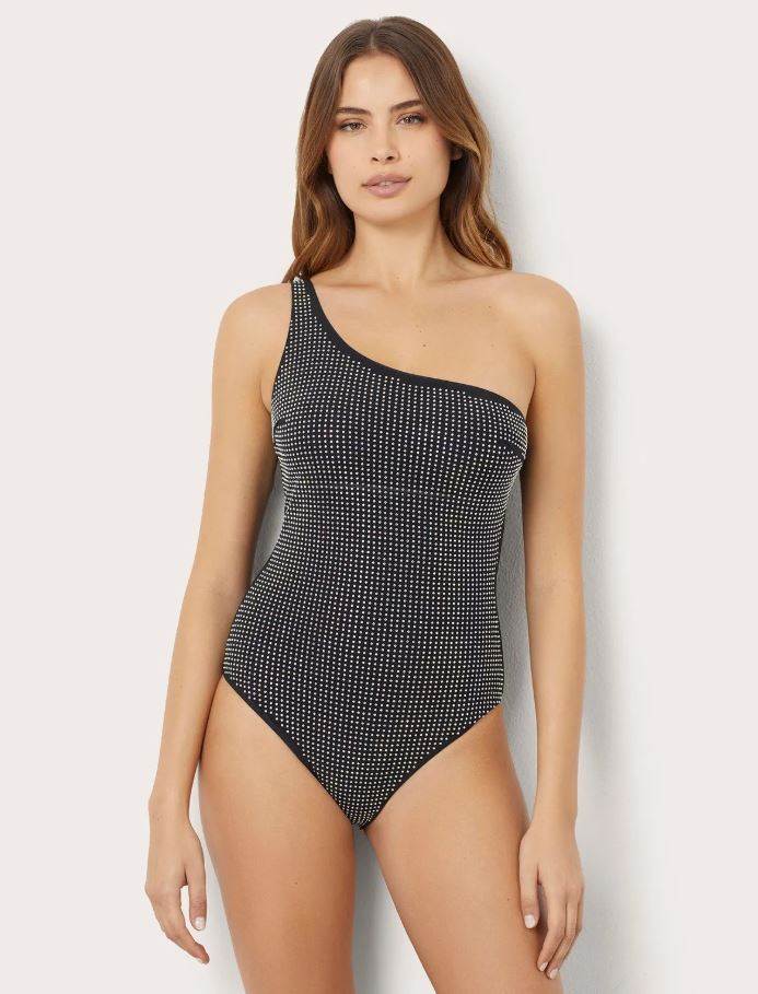 One-shoulder one-piece swimsuit with removable cups and rhinestones Crystal Part/ yamamamay/34,98 EUR