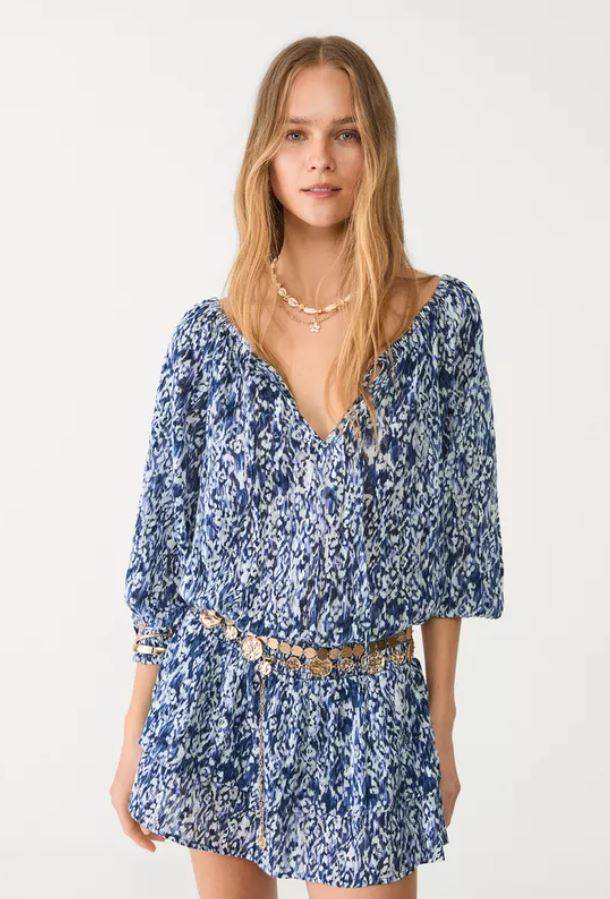 Kratka lepršava haljina s uzorkom/ Stradivarius/ 9,99 EUR