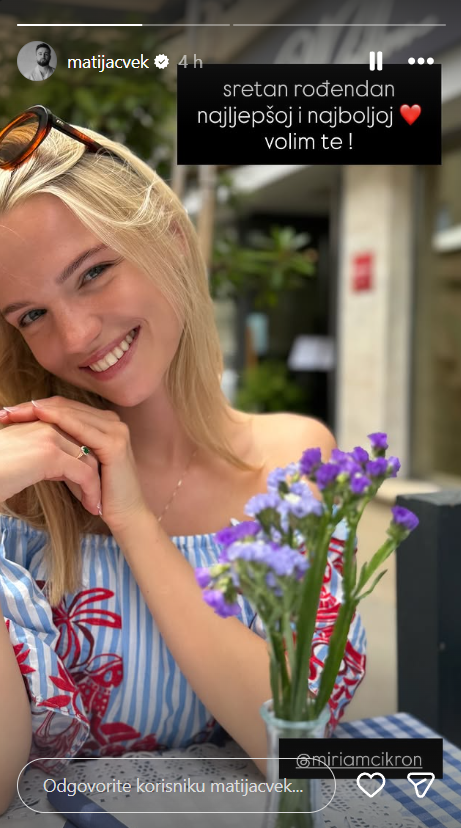 Matija Cvek objavio fotografiju svoje supruge Miriam