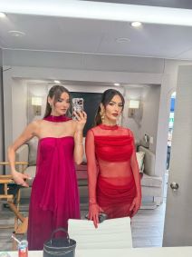 Selling sunsets with my girl @thealannagold when magenta meets red ❤️🩷🌅 #sellingsunset.  Dress.jpg