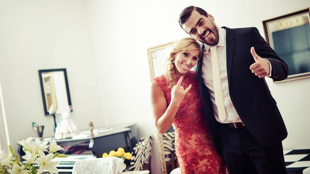 Janica Kostelić je bila vjenčana kuma Hrvoju Brlečiću na vjenčanju s Antonijom Blaće 26. lipnja 2015.