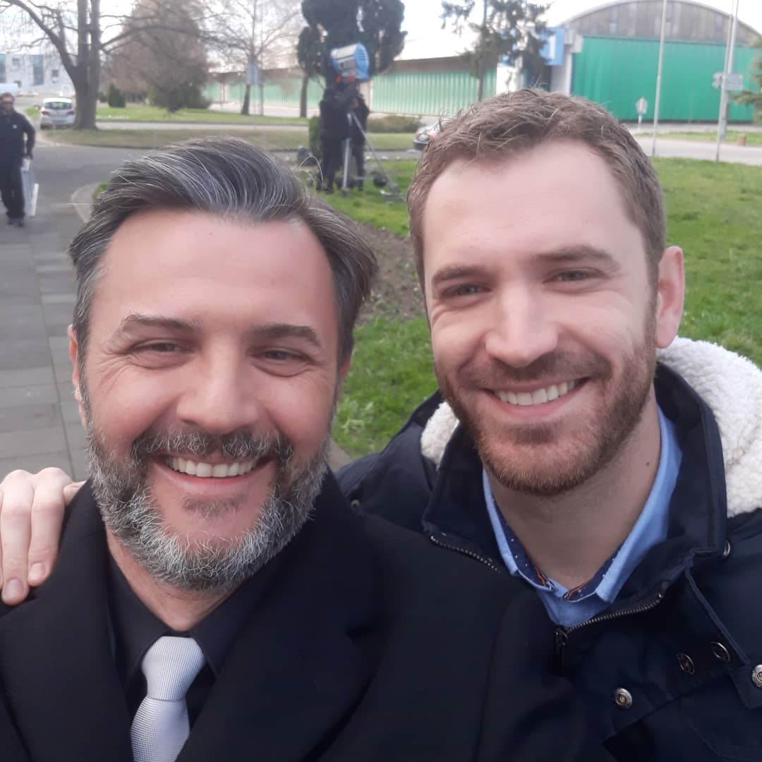 Vladimir Posavec Tušek i Momčilo Otašević na snimanju