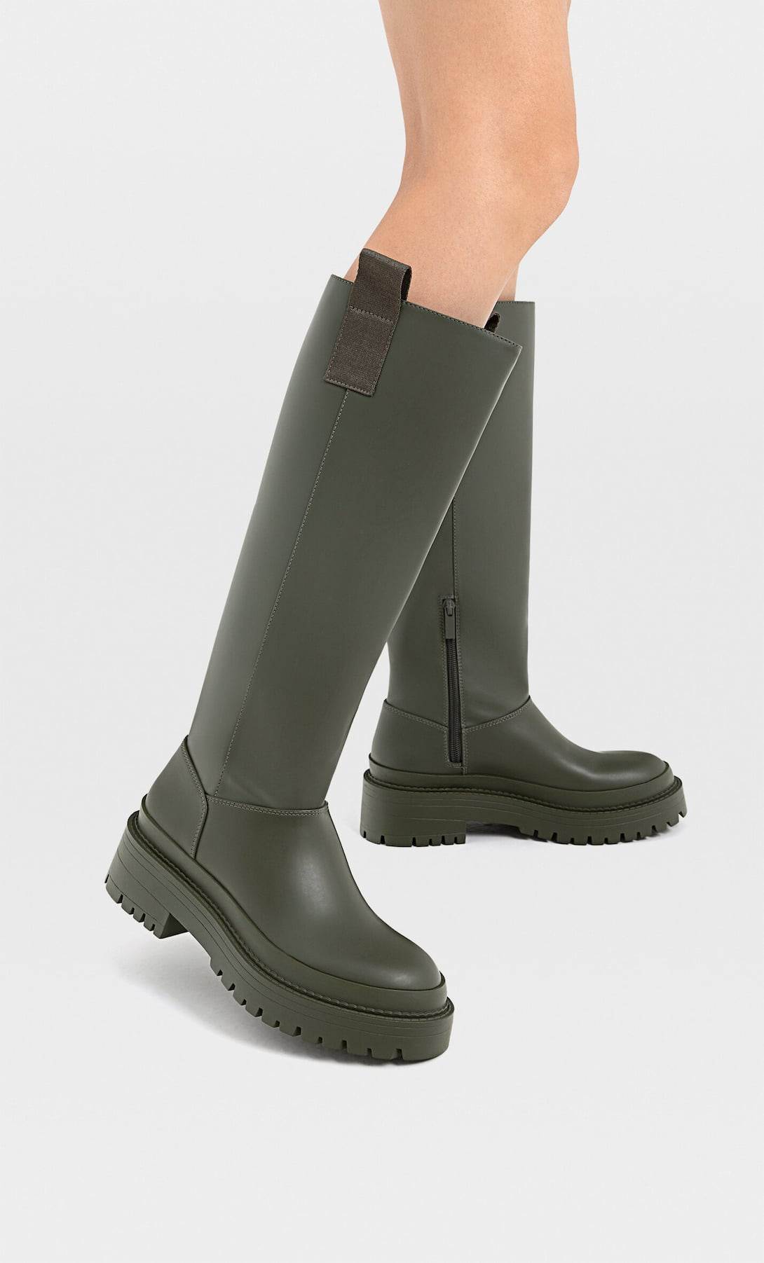 Stradivarius chunky čizme zelene