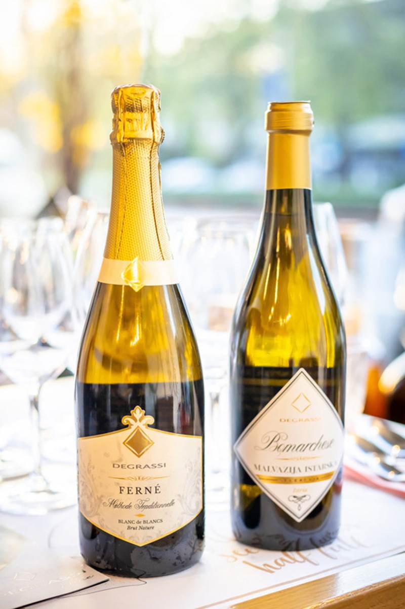 Degrassi Ferné Blanc de Blancs i Malvazija istarska Bomarchese Selekcija.jpg