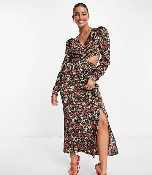 Cvjetna haljina s prorezima