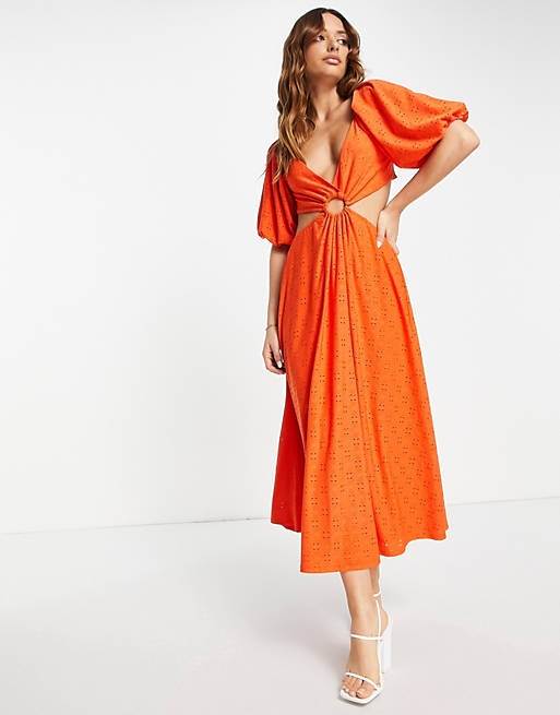 Narančasta haljina s prorezima